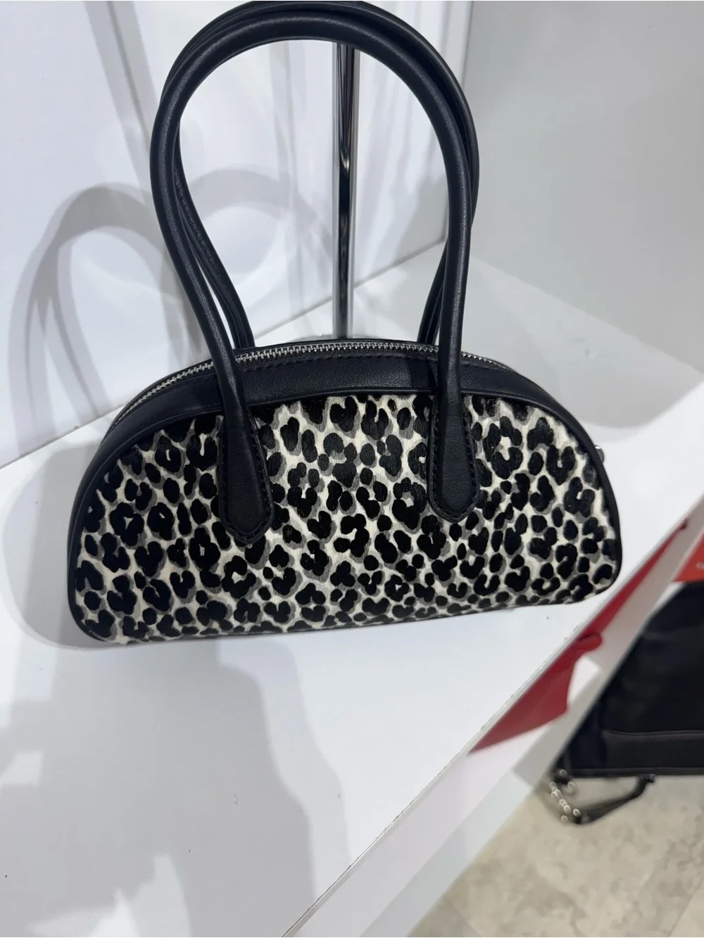 Michael Kors Lulu Black and White Leopard Print Satchel